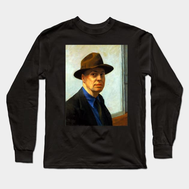 High Resolution Edward Hopper Self-Portrait 1925 Long Sleeve T-Shirt by tiokvadrat